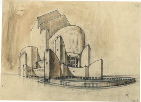 Progetto per un teatro - Veduta prospettica, 1931