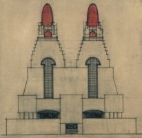 Cattedrale a due torri con cupole rosse, 1914