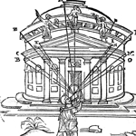 Cosimo Bartoli, Del modo di misurare ..., Venezia, 1564; il baculum ed un esempio del suo utilizzo; rilevamento con l'astrolabio