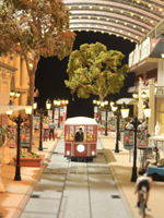 Trams within the 7km temperature-controlled retail street network. Image Courtesy of Dubai