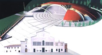 Elaborazione 3D della nuova Chiesa di Padre Pio, progetto di Renzo Piano