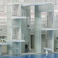 Water Cube - PTW Architects, China State Construction Engineering Corp, Ove Arup Ltd - Vista interna. In primo piano le piattaforme e i trampolini per i tuffi