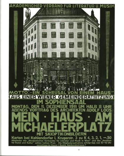 Manifesto per la conferenza Mein Haus am Michaelerplatz, 11 dicembre 1911
