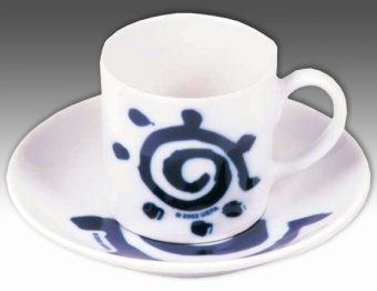 Tazzina e piattino da caffè con motivi decorativi dellEuro  2004