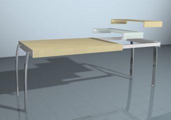 Tavolo con moduli in legno e cristallo