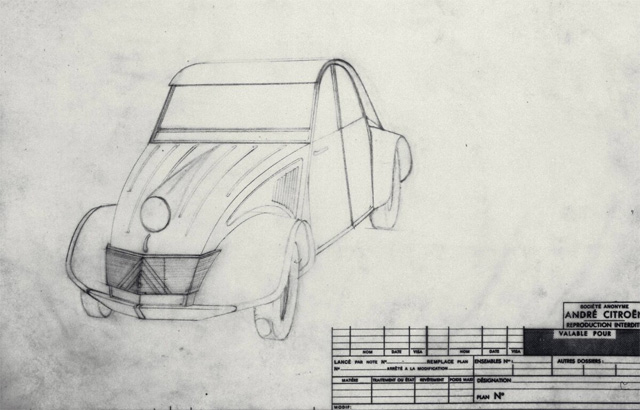 Progetto di Flaminio Bertone per il cofano della 2CV