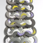 Bracciale POIGNET - Superleggeri acciaio inox taglio chimico laccato vari colori, cuciture e chiusura a gemello in oro giallo, 2002
