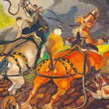 Antonio Ligabue, Semina con cavalli imbizzarriti dal temporale, olio su tavola di faesite, 1952-1953, 62,5x93,5 cm