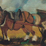 Antonio Ligabue, Il carrettiere, olio su tavola di compensato, 1932-1933, 32x47 cm
