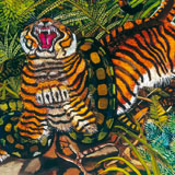 Antonio Ligabue, Tigre assalita dal serpente, olio su faesite cm 66 x 80