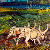 Antonio Ligabue, Aratura con buoi 2, olio su tela, cm 46×44