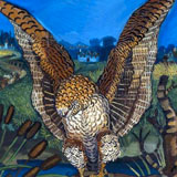 Antonio Ligabue, Falco biancone, olio su faesite cm 125 x 90