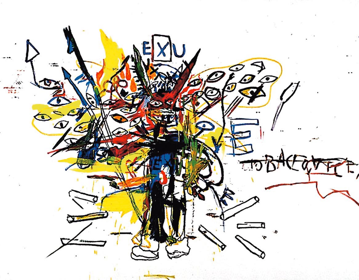 Jean-Michel Basquiat, Exu, 1988. Acrilico su tela