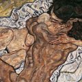 Egon Schiele, 1890 Tulln, Bassa Austria - 1918 Vienna - L'abbraccio (Coppia di amanti II), 1917, Olio su tela, 109 x 179 x 8 cm