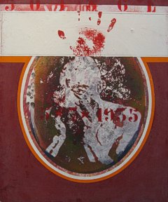 Paolo Baratella (Bologna 1935) - La mano rossa, 1968 - Olio su tela emulsionata cm. 60x50