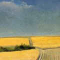 Grard de Palzieux - Paysage avec champ de bl, 1941 - Olio su tela, 34.2 x 19.8 cm - Muse Jenisch Vevey - Donazione Bernard Zimmer