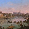 Gaspar Van Wittel, Detto Vanvitelli: Roma, il Tevere al porto di Ripa Grande, olio su tela