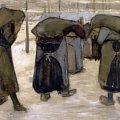Vincent van Gogh - Donne nella neve che portano sacchi di carbone, 1882 - carboncino, acquerello opaco e inchiostro su carta velina, cm 32,1 x 50,1 - Krller Mller Museum, Otterlo