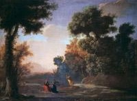Swanevelt Herman van - Paesaggio con Cristo servito dagli angeli