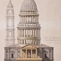 Alessandro Antonelli - Chiesa di San Gaudenzio con la nuova cupola e il pronao, 1860 - Novara, Archivio di Stato