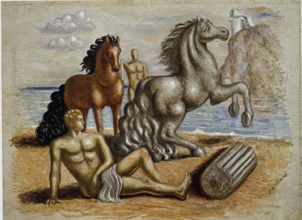 Cavalli e Dioscuri in riva al mare, 1929