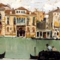 Lorenzo DELLEANI (Pollone 1840 - Torino 1908), Canal grande a Venezia, 1887, Olio su tavola cm 31 x 45