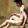 Giuseppe PELLIZZA DA VOLPEDO, (Volpedo 1868 - 1907), Nudo, 1889, Olio su tela, cm 114 x 114