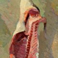 Leonardo Cremonini - La met di un vitello, 1948 - Olio su tela, Dim: 79,5 x 50 cm