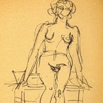 Lucio Fontana - Nudo femminile seduto, s.d. - Inchiostro su carta avorio a grana fine, 302 x 216 mm