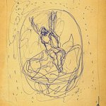 Lucio Fontana - Resurrezione (studio per formella), s.d. - Penna a sfera su carta avorio a grana fine, 323 x 256 mm