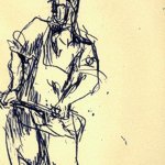 Lucio Fontana - Figura maschile stante, s.d. - Inchiostro su carta avorio a grana fine, 278 x 217 mm
