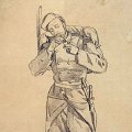 Giovanni Fattori - Soldato che si accende la pipa, matita su carta bruna,32x23 - Livorno, Museo Civico Giovanni Fattori