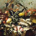 Francesco Guardi - Trionfo floreale con frutta, ortaggi, uccelli e vasellame - Olio su tela, 96.5x159 cm