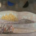 Trento Longaretti, Vanno al monastero delle montagne bianche, olio su tela, 2008, 102x160 cm