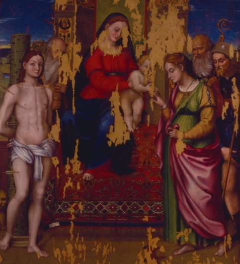 Lo sposalizio mistico di Santa Caterina e i santi Sebastiano, Gerolamo, Rocco e Benedetto, 1529