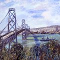 Michele Cascella, By Bridge San Francisco, olio su tela, cm 76x126, 1964