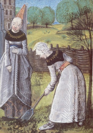 Christine de Pizan lavora in giardino, miniatura da La Citt delle Dame, 1457 circa