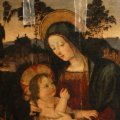 Bernardino di Betto detto Pintoricchio - Madonna col Bambino, all'inizio del restauro