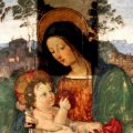 Bernardino di Betto detto Pintoricchio - Madonna col Bambino, durante il restauro