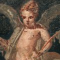 Amorini cacciatori (particolare) - Da Ercolano, Pittura di IV stile, Intonaco dipinto, cm 26 x 124,5 - Napoli, Museo Archeologico Nazionale