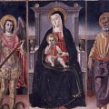 Lorenzo da Viterbo (1444 - dopo il 1473) - Madonna con il Bambino e i santi Michele e Pietro, datato 1472 - Tempera su tavola, 124  x  128 cm - Roma, Galleria Nazionale di Arte Antica, Palazzo Barberini
