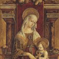 Carlo Crivelli (Venezia, 1430 c.- Marche, 1494-95), Trittico di San Domenico (particolare della Madonna con Bambino prima del restauro, Milano, Pinacoteca di Brera