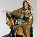 Cartapestaio napoletano - Sec. XVIII, Statuine sotto campana (e statuine del Presepe cm 40 x 45 x 15 cad) -  Cartapesta