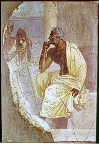 Attore e maschera - Pompei, I sec. d.C. - Affresco - Inv. 9036