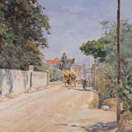 Raffaele Girondi - Villa Bonelli e la strada che va verso Canosa - Olio su tela, 27x37 cm - Museo Civico, Barletta