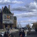 Salomon Jacobsz van Ruisdael (1628 / 29 Haarlem - 1682 Amsterdam) - Piazza Dam ad Amsterdam, olio su tela, 52x65. La scena rappresentata si svolge nella piazza che l'artista conosceva bene poiché vi si trasferì, nella zona sud, nel 1670. La luce pallida proveniente dalla parte sinistra e le lunghe ombre dai colori argentei danno l'impressione di una giornata appnaal suo inizio. Il mercato municipale di Amsterdam per la vendita delle merci e la misura dei carichi è al suo inizio. Le vele e il paesaggio sono opera di van Ruisdael, mentre i volti delle persone furono dipinti da Gerard van Battern