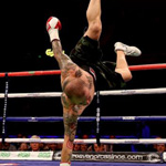 Antonio Rodriguez dances in the ring after winning a fight in Sheffield England