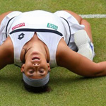 Marion Bartoli crumbles to the ground at Wimbledon