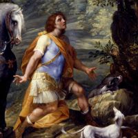 Giuseppe Cesari detto il Cavalier d'Arpino: Sant'Eustachio, olio su tavola, cm 57x42,5. Milano, Galleria Silvano Lodi