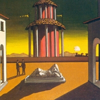 Giorgio de Chirico: Piazza d'Italia, olio su tela, 40x50 cm, 1954-55